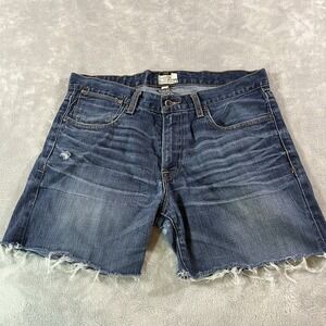 Lucky Brand Shorts Mens 34 Blue Steve McQueen‎ 221 Distressed Denim Cut Off Raw